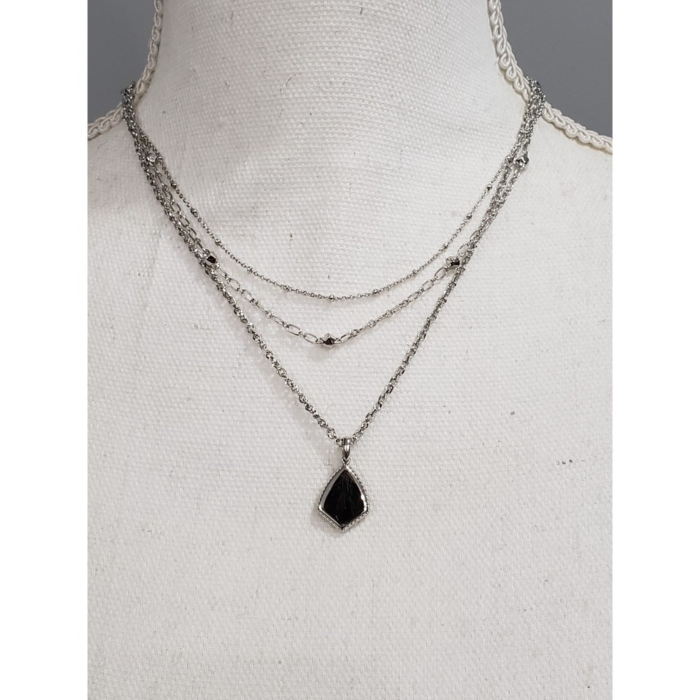 Kendra Scott Layered Necklace Camry Rhodium SILVER‎ TONE STACKED DAINTY